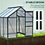 Outsunny 6x6ft Walk-In Polycarbonate Greenhouse Plant Grow Galvanized Aluminium