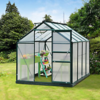 Outsunny 6x8ft Walk-In Polycarbonate Greenhouse Plant Grow Galvanized Aluminium