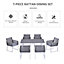 Outsunny 7 PCS Dining Set  6 PE Rattan Cushioned Chairs & 1 Rectangle Table