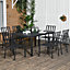 Outsunny 7 PCs Garden Dining Set with Stackable Chairs and Metal Top Table, Black