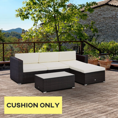 Outsunny 7 Pcs Outdoor Cushion Pads for Rattan Patio Conversation Set Cream