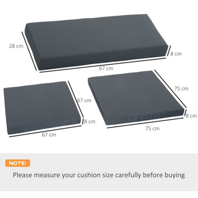 Outsunny 7 Pcs Outdoor Cushion Pads for Rattan Patio Conversation Set, Grey
