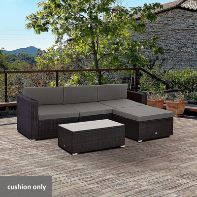 Outsunny 7 Pcs Outdoor Cushion Pads ONLY for Garden Furniture, Grey