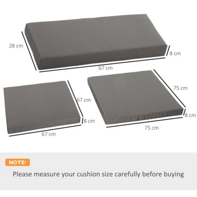 Outsunny 7 Pcs Outdoor Cushion Pads ONLY for Garden Furniture, Grey