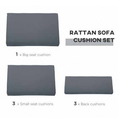 Outsunny 7 Pcs Outdoor Cushion Pads ONLY for Garden Furniture, Grey