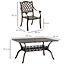 Outsunny 7 PCs Outdoor Patio Dining Set with Umbrella Hole, Cast Aluminum Patio Furniture Set with Six Cushioned Chairs
