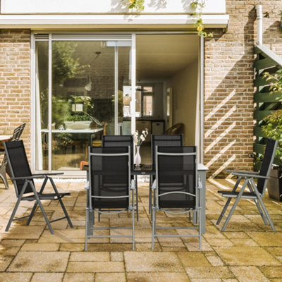 Outsunny 7 Piece Garden Dining Set, Outdoor Table and 6 Chair ...