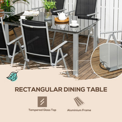 Outsunny 7 Piece Garden Dining Set, Outdoor Table and 6 Chair ...