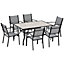 Outsunny 7 Piece Garden Furniture Set with Dining Table Chairs 6 Seater Grey