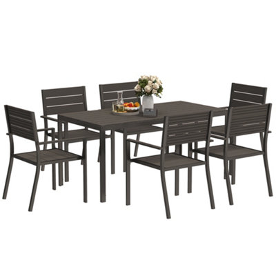 Compact Stack Table Furniture Pieces Reference: Outsunny 7 Piece Garden Furniture Set With Table And 6