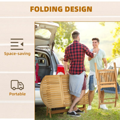 Outsunny 7 Piece Wooden Garden Furniture Set Folding Dining Table and Armchair