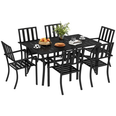 Outdoor dining table set deals with umbrella