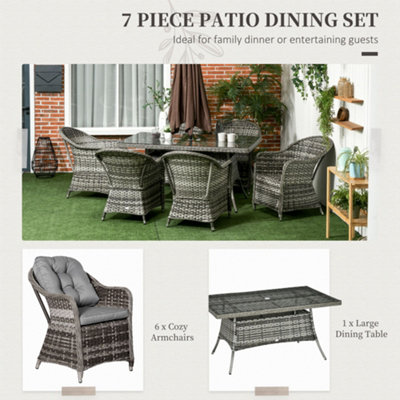 Outsunny 7 deals piece rattan set