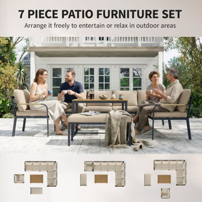 Outsunny 7 Seater Garden Furniture Set, Outdoor Furniture Conversation Sets