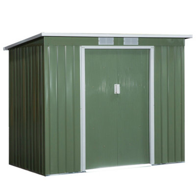 Outsunny 7 x 4ft Metal Garden Storage Shed Foundation Double Door & ventilators