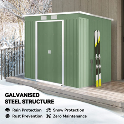 Outsunny 7 x 6 ft Metal Garden Shed Outdoor Storage Shed w/ Door, Dark Grey