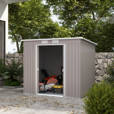 Outsunny 7 x 4ft Metal Garden Storage Shed w/ Double Door & Ventilation Grey