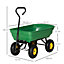 Outsunny 75L Garden Cart Trolley Dump Wheelbarrow Trailer Truck 4 Wheels Green