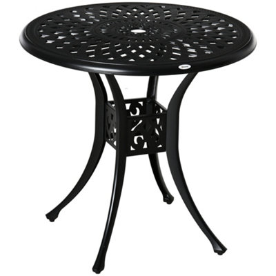 Outsunny 78cm Round Garden Dining Table Only with Parasol Hole Cast Aluminium