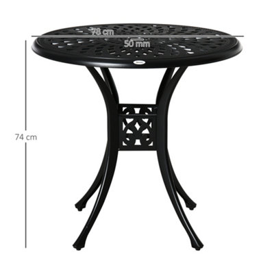 Outsunny 78cm Round Garden Dining Table Only with Parasol Hole Cast Aluminium