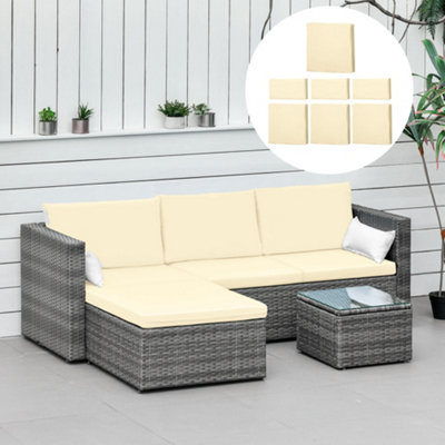 Outsunny 7pc Cream Rattan Wicker Furniture Home Sofa Cushion Cover Replacement DIY at B Q