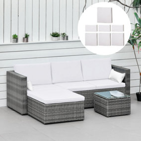 Outsunny 7pc Cream Rattan Wicker Furniture Home Sofa Cushion Cover Replacement