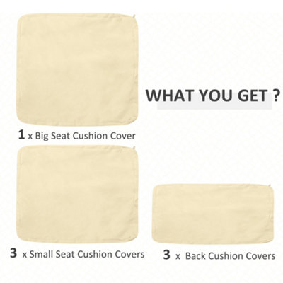Outsunny 7pc Cream Rattan Wicker Furniture Home Sofa Cushion Cover Replacement