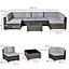 Outsunny 7PC Rattan Furniture Sectional Sofa Set Coffee Table Buckle Structure Mixed Grey