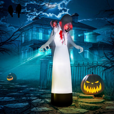 9-Foot Halloween Inflatable Ghost With Colorful LED Lights – Outdoor Yard Decoration