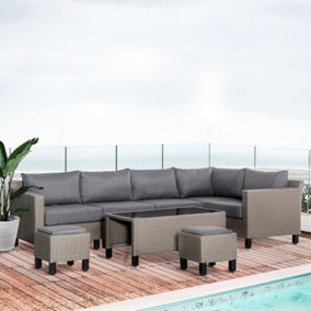 Outsunny 8 PCS Outdoor PE Rattan Wicker Conservatory Sofa Set, Patio Furniture