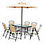 Outsunny 8 Pieces Dining Set Furniture Foldable Parasol Beige