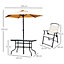 Outsunny 8 Pieces Dining Set Furniture Foldable Parasol Beige
