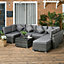 Outsunny 8 Pieces PE Rattan Corner Sofa Set, Outdoor Garden Furniture Set, Patio Wicker Sofa Seater with Cushion