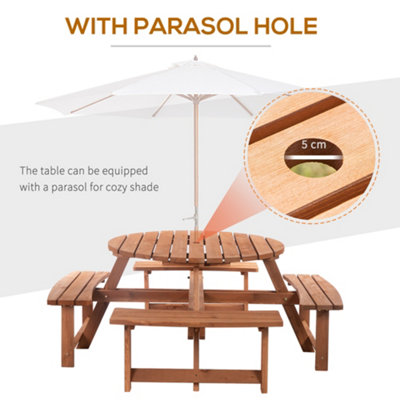 Round picnic table with deals umbrella hole