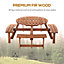 Outsunny 8 Seat Garden Outdoor Wooden Round Picnic Table Bench with Parasol Hold