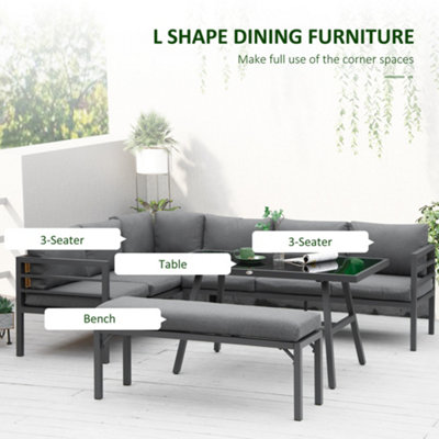 Outsunny 8-Seater Aluminium Garden Dining Sofa Furniture Set with Cushions - 4