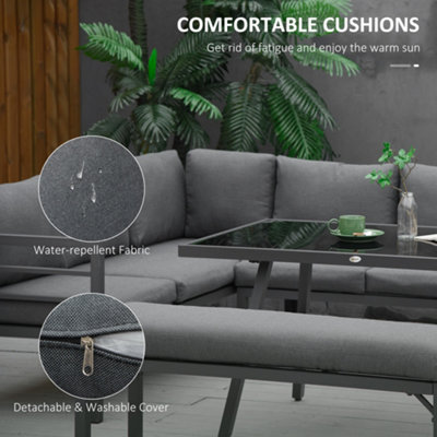 Outsunny 8-Seater Aluminium Garden Dining Sofa Furniture Set with Cushions - 5