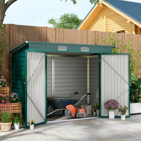 Outsunny 8 x 4FT Metal Garden Storage Shed with Double Doors, Green