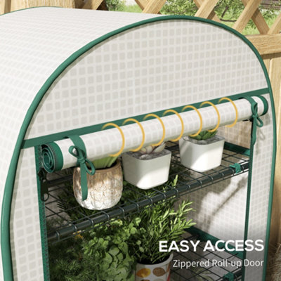 Outsunny 80 x 49 x 160cm Mini Greenhouse Portable Green House with Shelf White