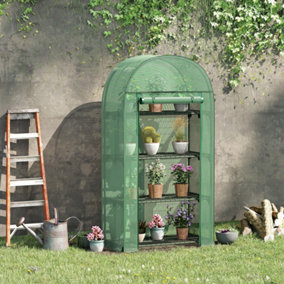 Outsunny 80 x 49 x 160cm Mini Greenhouse Portable Green House with Storage Shelf