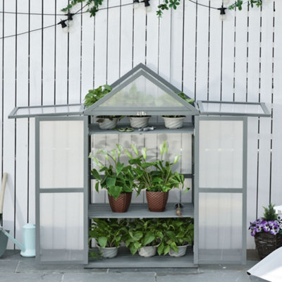 Outsunny 80x47x138cm Wood Cold Frame Greenhouse for Plants PC Board Grey |  DIY at B&Q