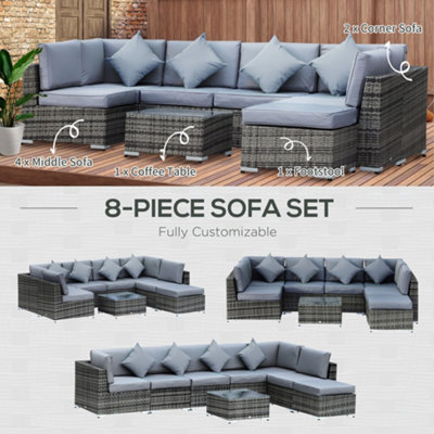 Outsunny 8pc store rattan sofa