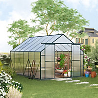 Outsunny 8x12ft Polycarbonate Walk-in Greenhouse Outdoor w/ Double Sliding Door