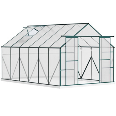 Outsunny 8x12ft Polycarbonate Walk-in Greenhouse Outdoor w/ Double Sliding Door