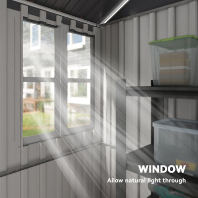 Outsunny 8x6ft Metal Garden Shed Outdoor Storage Shed w/ Doors Window, Grey