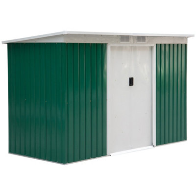 Outsunny 9 x 4FT Outdoor Garden Storage Shed  Galvanised Metal Green