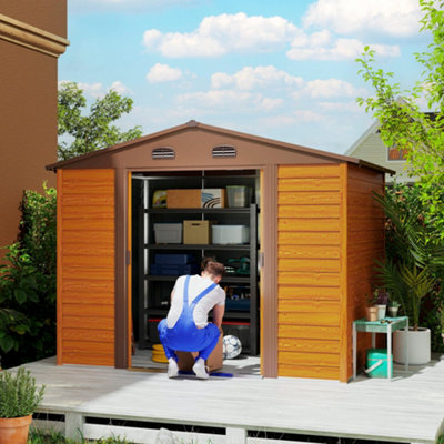 Outsunny 7.7x6.4ft Garden Shed, Tool Storage Sliding Door Wood Effect main image 1