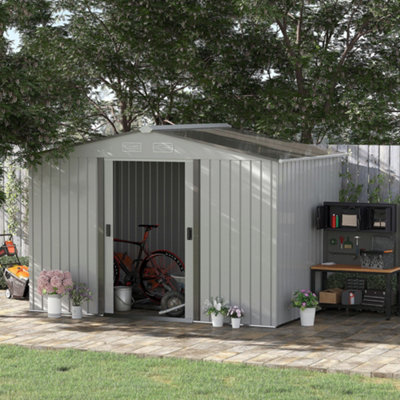 Outsunny 9 X 6FT Outdoor Storage Garden Shed, Galvanised Metal, Silver