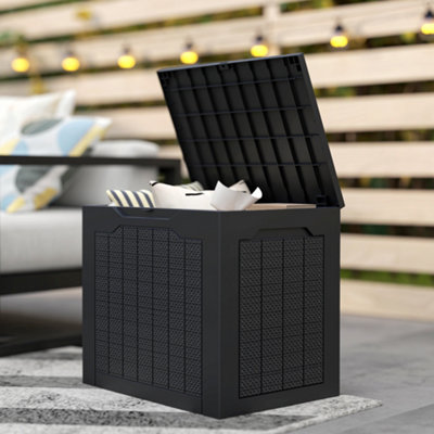 Outsunny 93L Plastic Garden Storage Box, Storage Container w/ Handles ...
