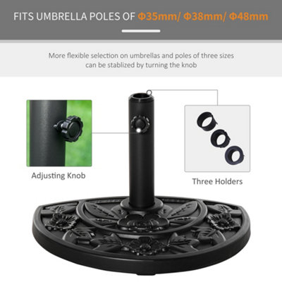 Outsunny 9kg Half Round Parasol Base Heavy Duty Weighted Umbrella Holder Stand